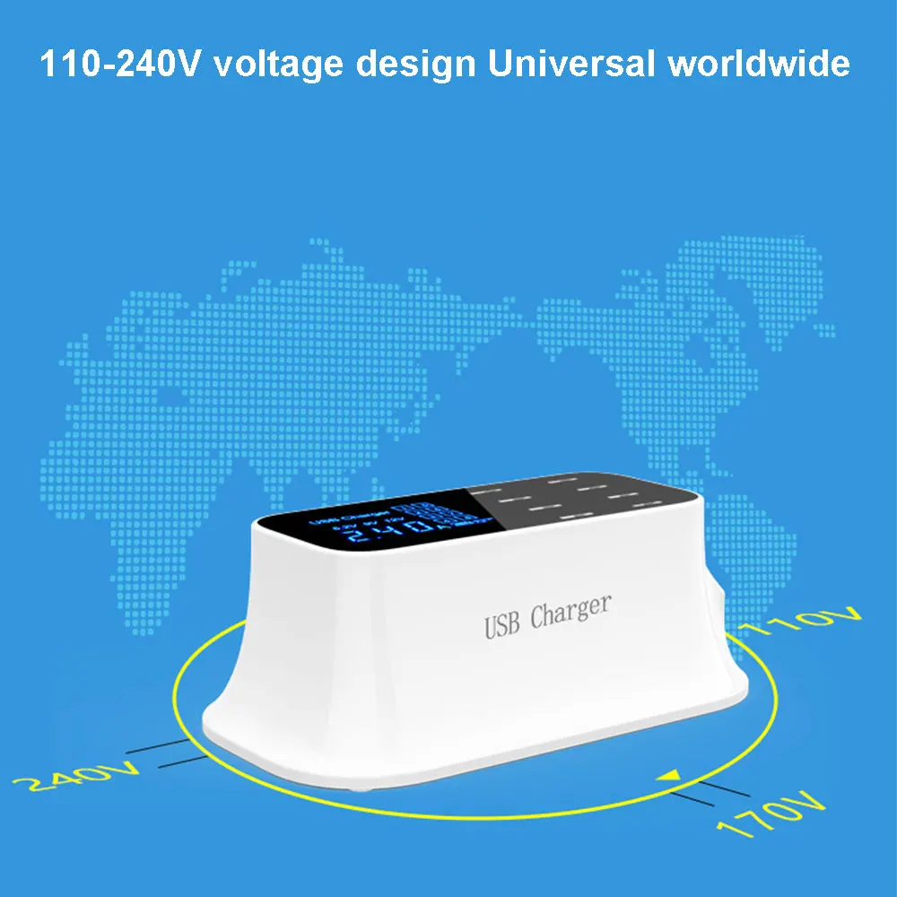 4 8 портов смарт-чип USB зарядное устройство док-станция светодиодный дисплей Мобильный телефон планшет зарядка настольный адаптер питания розетка полоса 2.1A