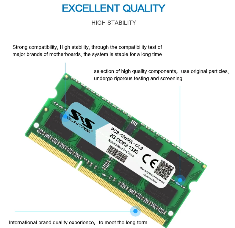 Suntrsi ddr3 2 Гб без ECC ram 1333 МГц или 1600 МГц оригинальная память для ноутбука