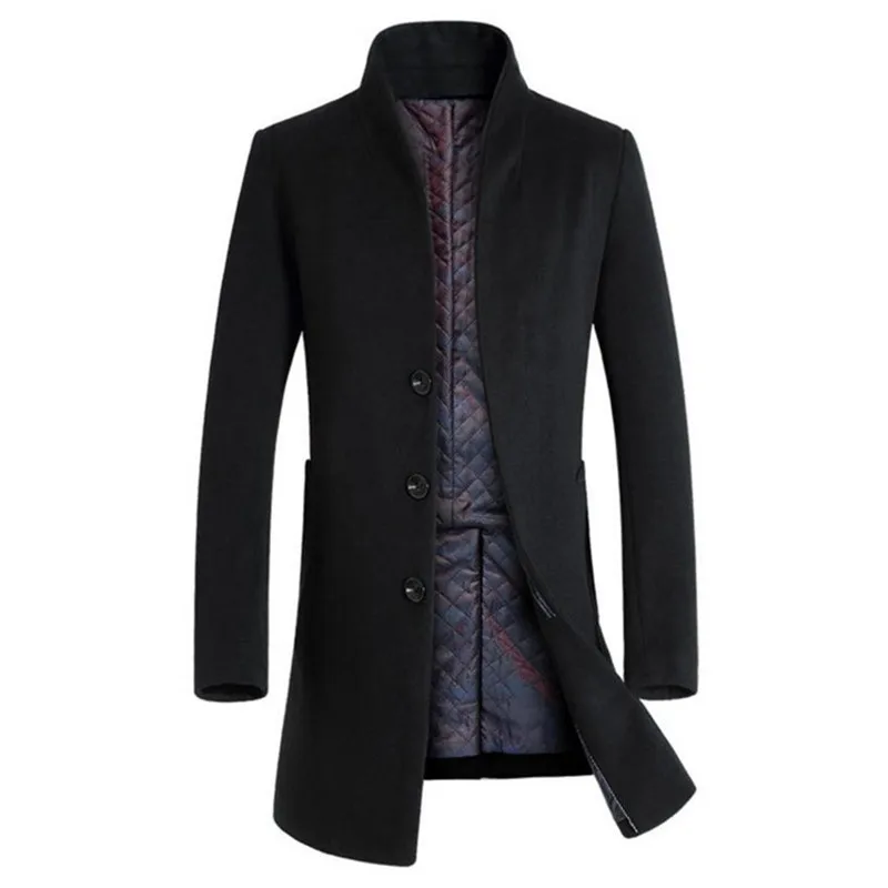 Популярное осенне зимнее теплое шерстяное пальто деловая куртка Мужское тонкое
