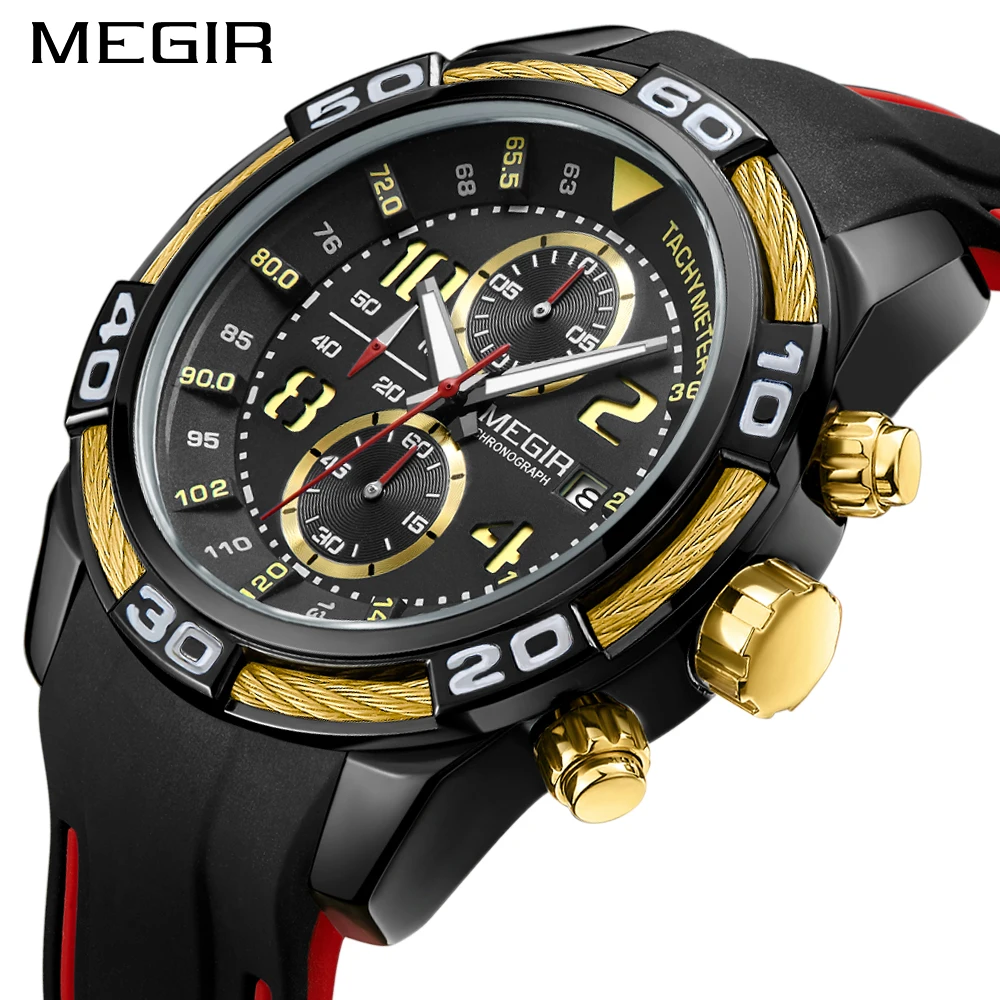 Megir Мужские кварцевые часы Топ бренд Роскошные Кварцевые спортивные мужские