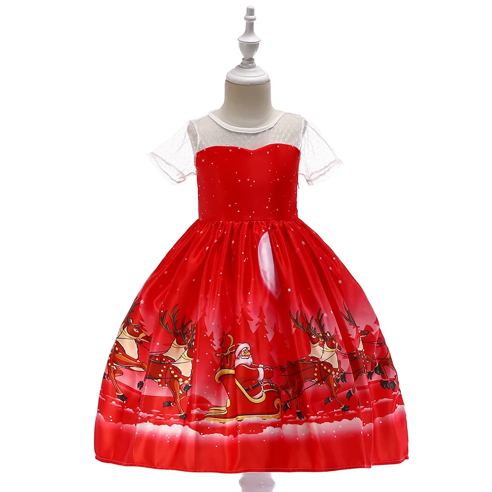 Toddler Girl Christmas Costume Tutu Princess Elk Printed Cosplay Clothes Red New Year Wedding Party Dress | Детская одежда и обувь