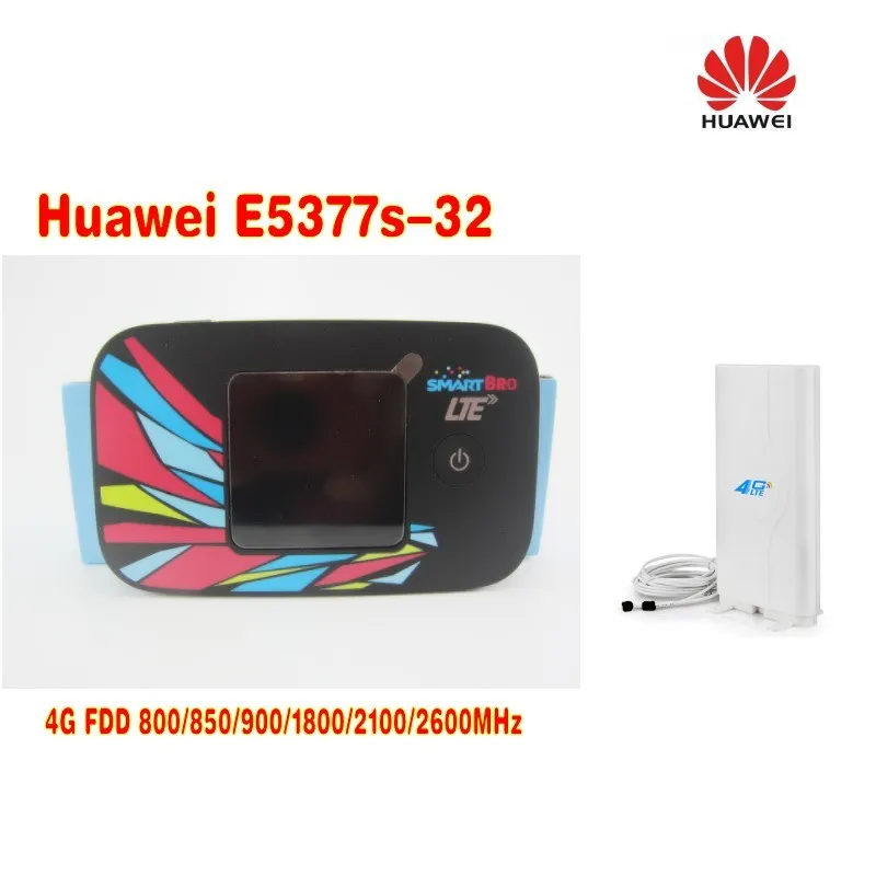 

Huawei E5377s-32 150Mbps 4G LTE 3G Wifi Mobile Broadband Hotspot White +4G Signal Amplifier 49dBi Antenna TS9 For HUAWEI E5377