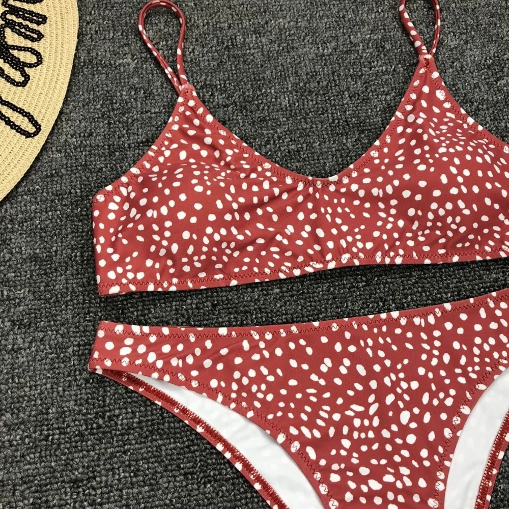 2019 Women Sexy Dot Printed Low Waist Bikini Sets Brazilian Female Swimwear Bathing Suits Push Up Summer Beach Wear |