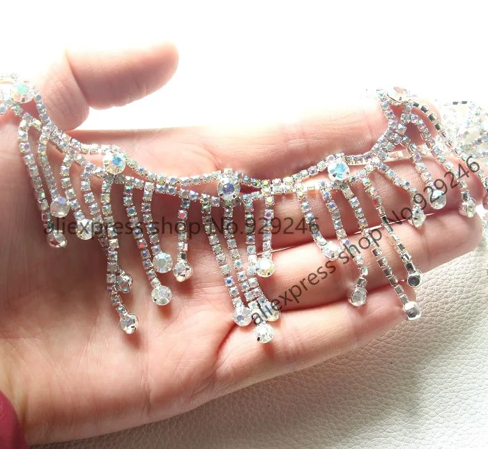 90 cm/pack серебро усеяны искусственными драгоценными камнями Прозрачный Стекло