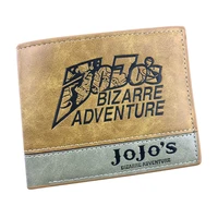 jojo bizarre adventure leather wallets anime cartoon leather short purse with card holder gift men women carteira wallet
