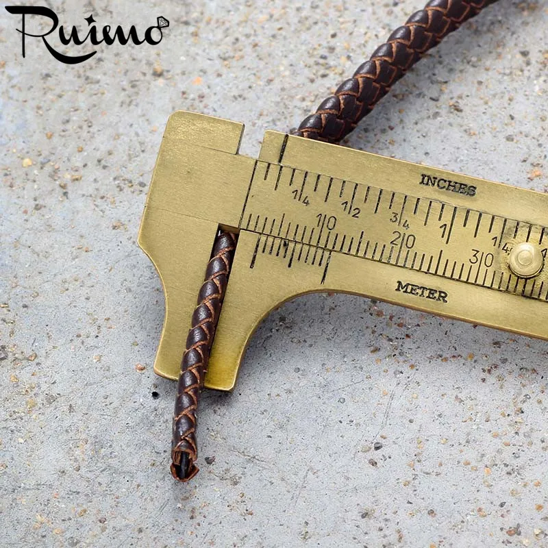 Плетеная веревка RUIMO из натуральной кожи ширина 10*3 мм черная и коричневая для