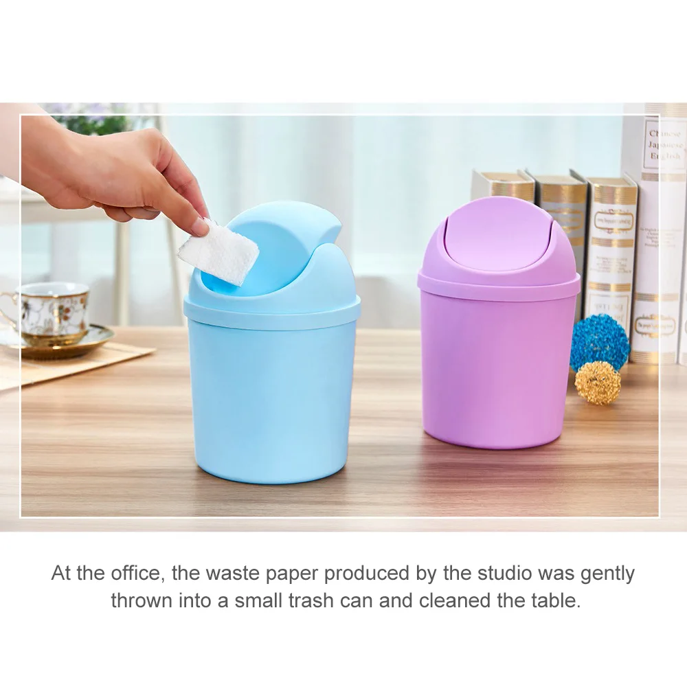 Мини встряхивание Топ Настольный мусорный бак для хранения ведро пластиковое