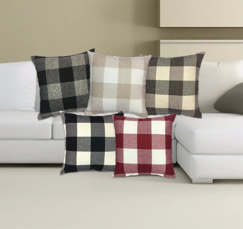 Classic Retro Checkers Plaids Pillow Case Farmhouse Decoration Lattice Throw Cushion Cover Home Decor for Car Sofa Cotton Linen | Дом и сад