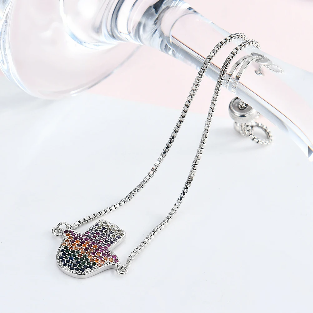 Модный женский браслет регулируемый Блестящий цветной горный хрусталь Pedant цепь