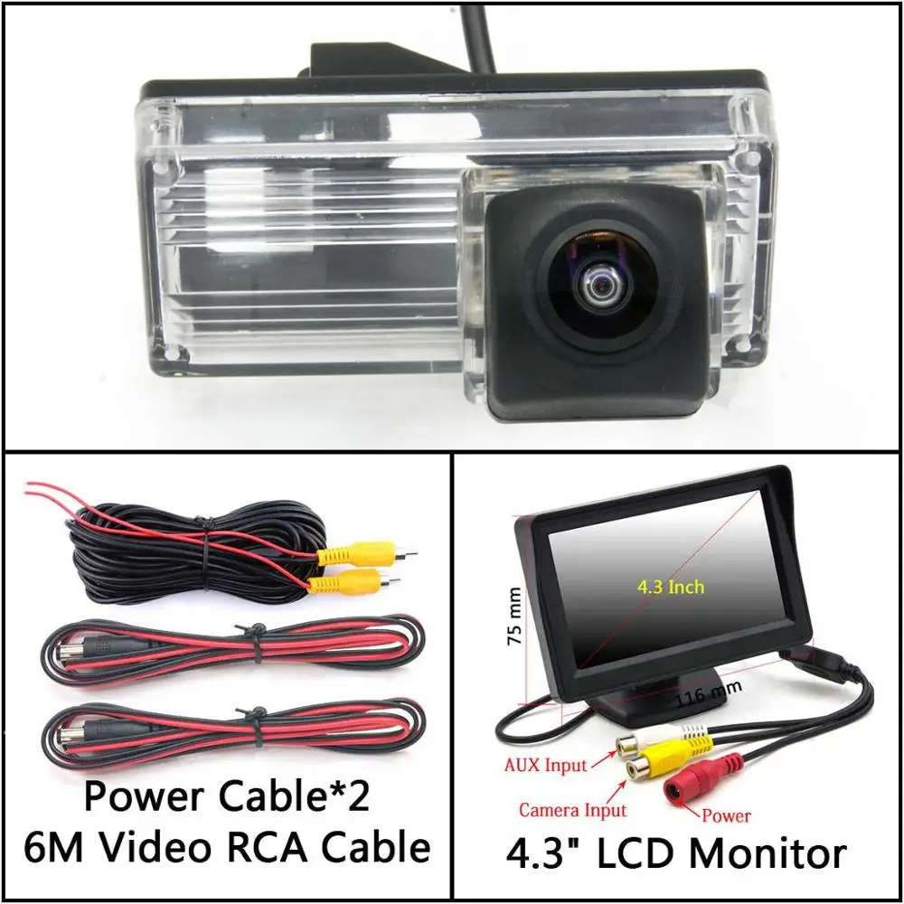 Cam Add 4.3 inch LCD 175 градусов HD камера заднего вида для Toyota eiz Land Cruiser 120 Prado LC100 LC200 монитор парковки водонепроницаемый - Название цвета: Cam Add 4.3 inch LCD