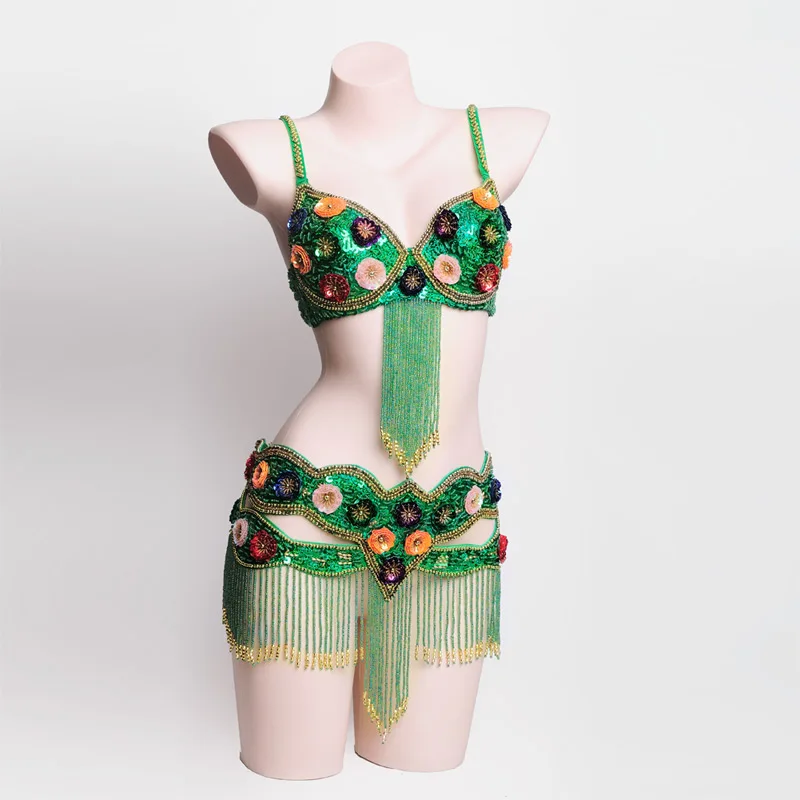 Женский комплект из бюстгальтера и ремня для танца живота|belly dance set|belly dancing clothesdance