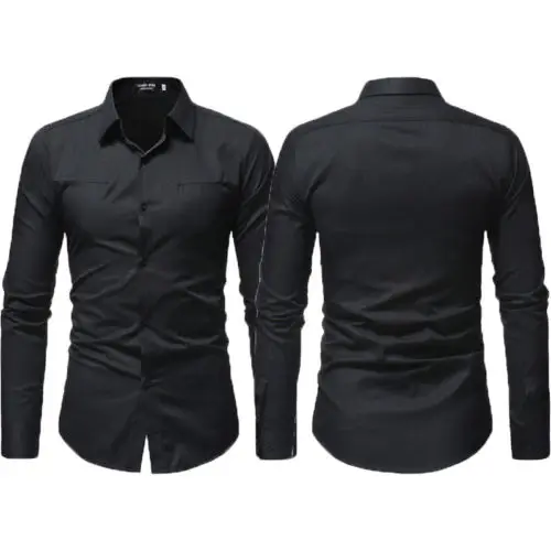 Рубашки 2018 брендовые Новые мужские повседневные облегающие стильные осенние