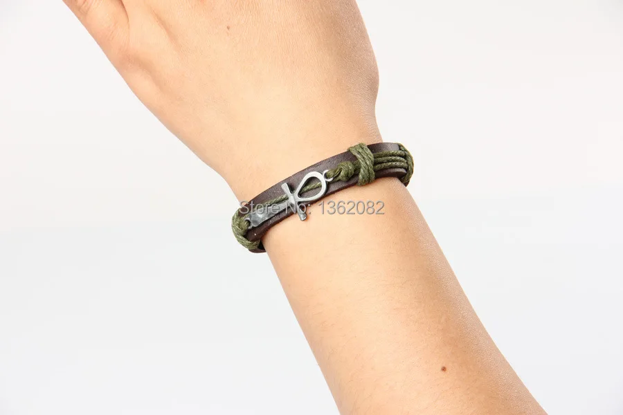 Кожаный браслет ручной работы 12 шт. античный египетский символ жизни амулет