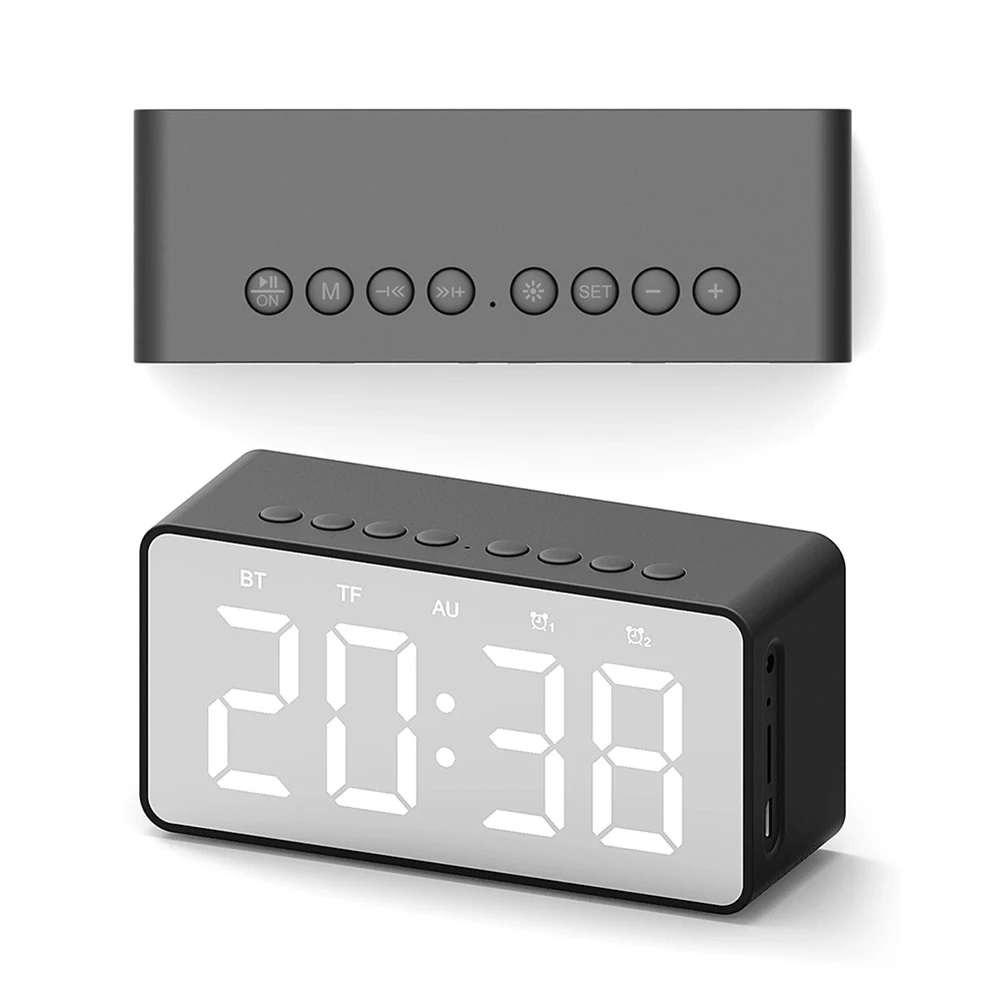 BT506 Wireless LED Display Mini Mirror Screen Alarm Clock Bluetooth Speaker Gift hot