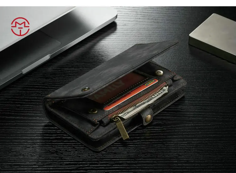 Caseme PU кожаный чехол-кошелек для IPhone X Xr XsMax многофункциональный съемный магнитный Телефон чехол для iPhone 6 6s 7 8 plus кошелек