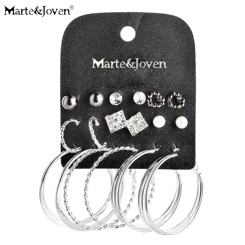 9 пар женские серьги кольца с искусственным жемчугом|stud button|stud earrings packstud punk |
