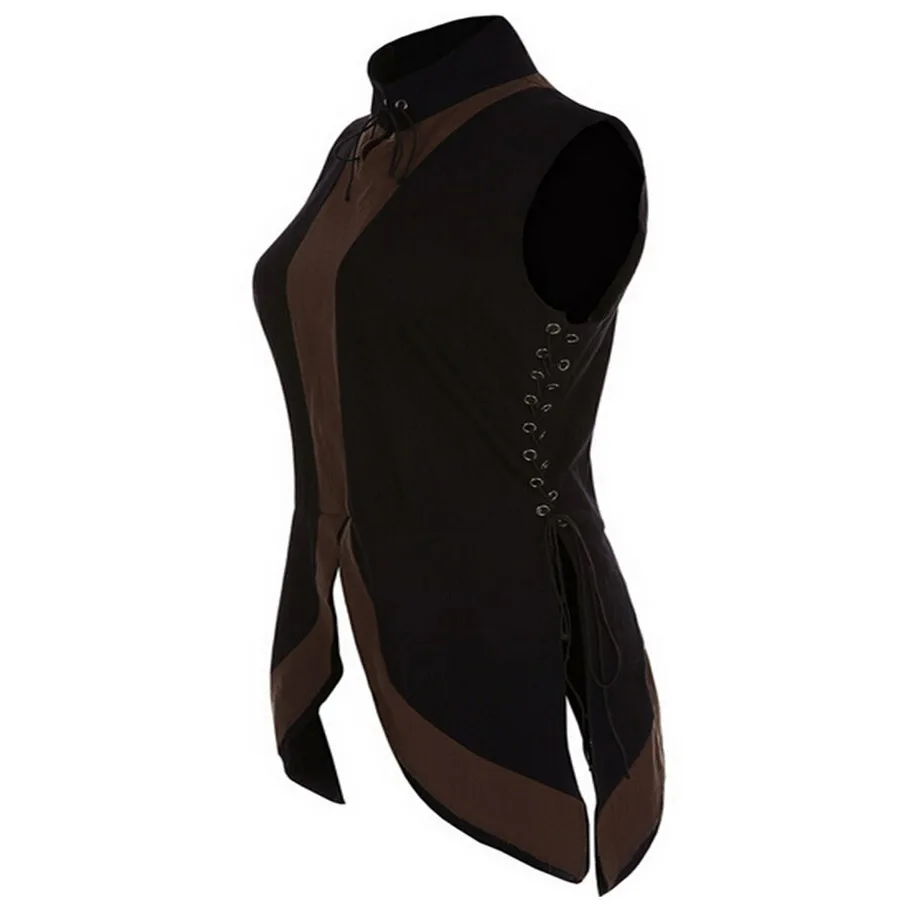 Мужская рубашка летняя воротник без рукавов стоячий арт куртка Манш длинная