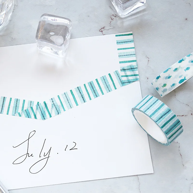 8 шт Свежий мятный цвет набор декоративного скотча Васи украшение дождь роса рыба