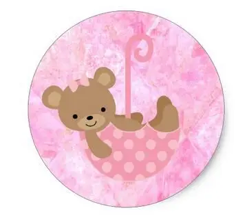 

1.5inch Teddy Bear Pink Baby Shower Stickers
