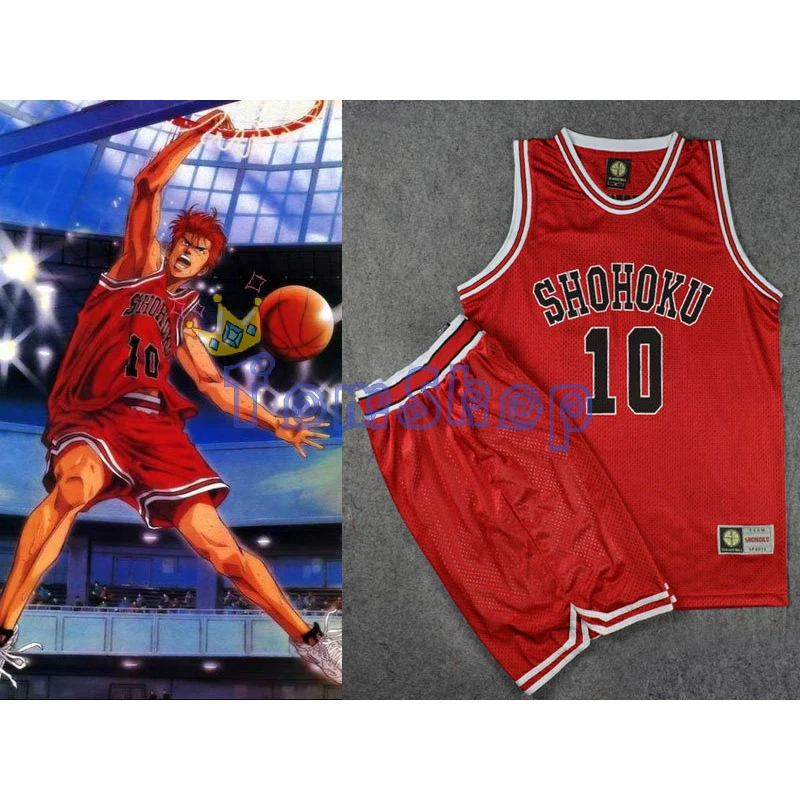 Костюм для косплея аниме Slam дамк SHOHOKU Sakuragi Hanamichi красного цвета баскетбольная