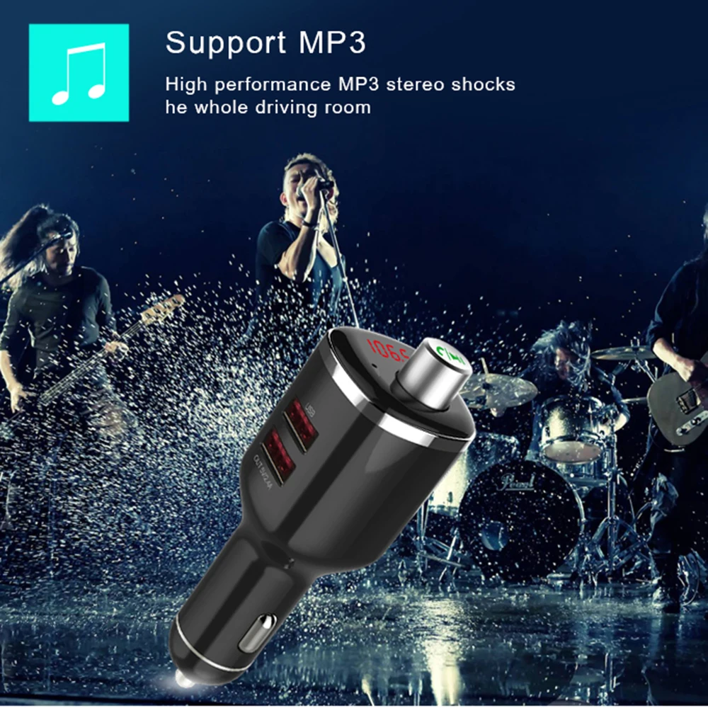 Автомобильный fm трансмиттер Wirelesss комплект громкой связи Bluetooth версии 4 2 вызов MP3