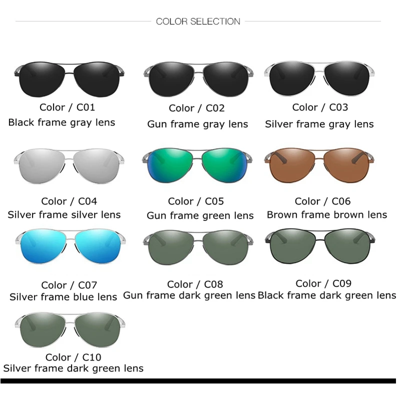 Мужские классические солнцезащитные очки поляризационные алюминиевые с