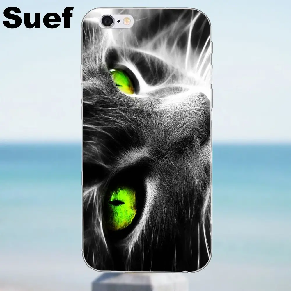 Для iPhone 4 4S 5 5S 5C SE 6 6S 7 8 Plus X Samsung Galaxy J1 J3 J5 J7 A3 A5 2016 2017 TPU Защитный серый фантазия кошка