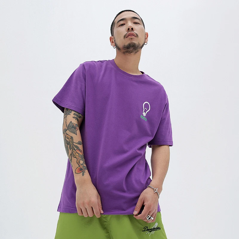 CHINISM творческий лампа футболка с короткими рукавами и буквенным принтом круглым