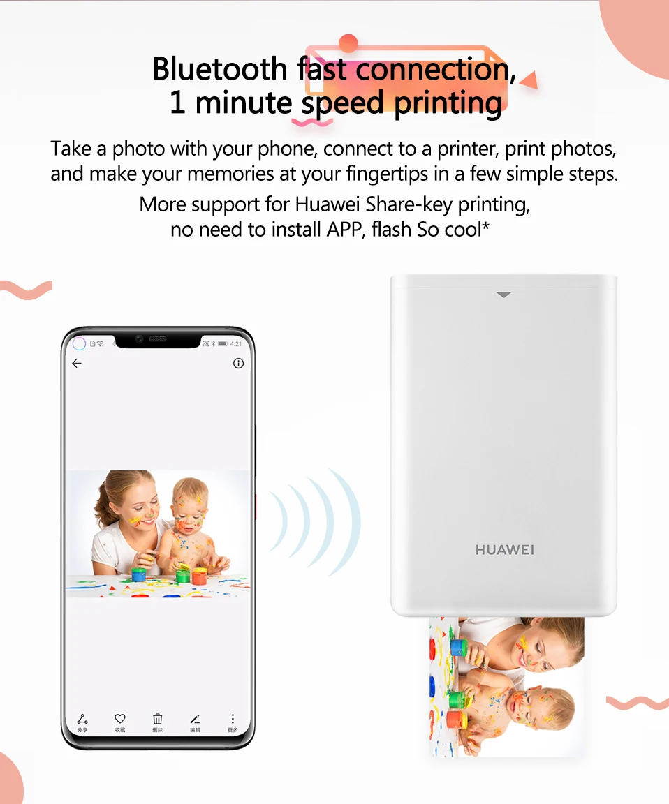 huawei Honor фотопринтер AR Zink портативный принтер Карманный Bluetooth принтер поддержка DIY поделиться 500 мАч Карманный принтер