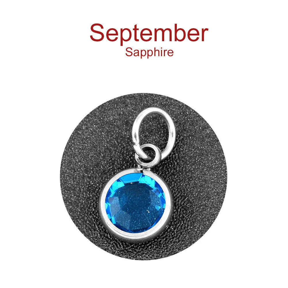 September Высокое качество, 12 шт./лот, смешанный камень, шарм, 7 мм, для Diy, персонализированное ожерелье и браслет, нержавеющая сталь, Созвездие камня - Окраска металла: September