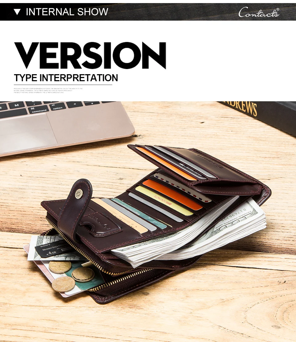 Мужские кошельки из натуральной кожи, портмоне на молнии, короткая мужская сумка для денег, гравировка, маленький кошелек, высокое качество, Rfid кошелек