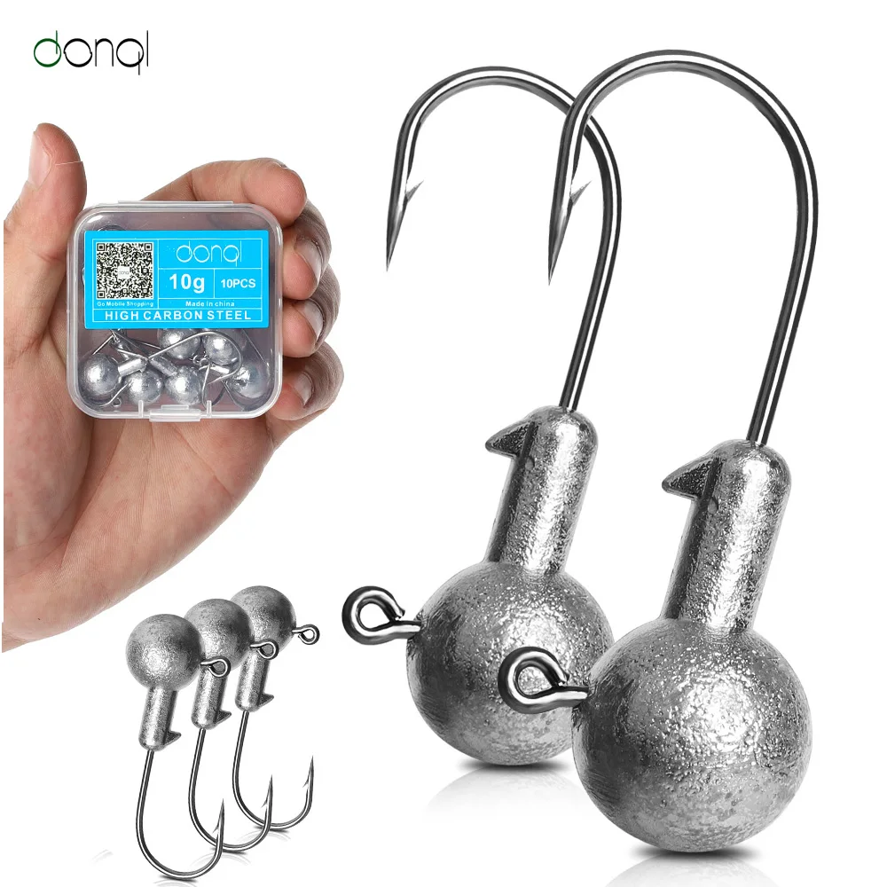 DONQL 10 шт./кор. Lead Jig Head рыболовный крючок кривошипно Jig Head крюк для ловли карпа рыболовные приманки 1-20 г мягкий червь рыболовные снасти аксессуары