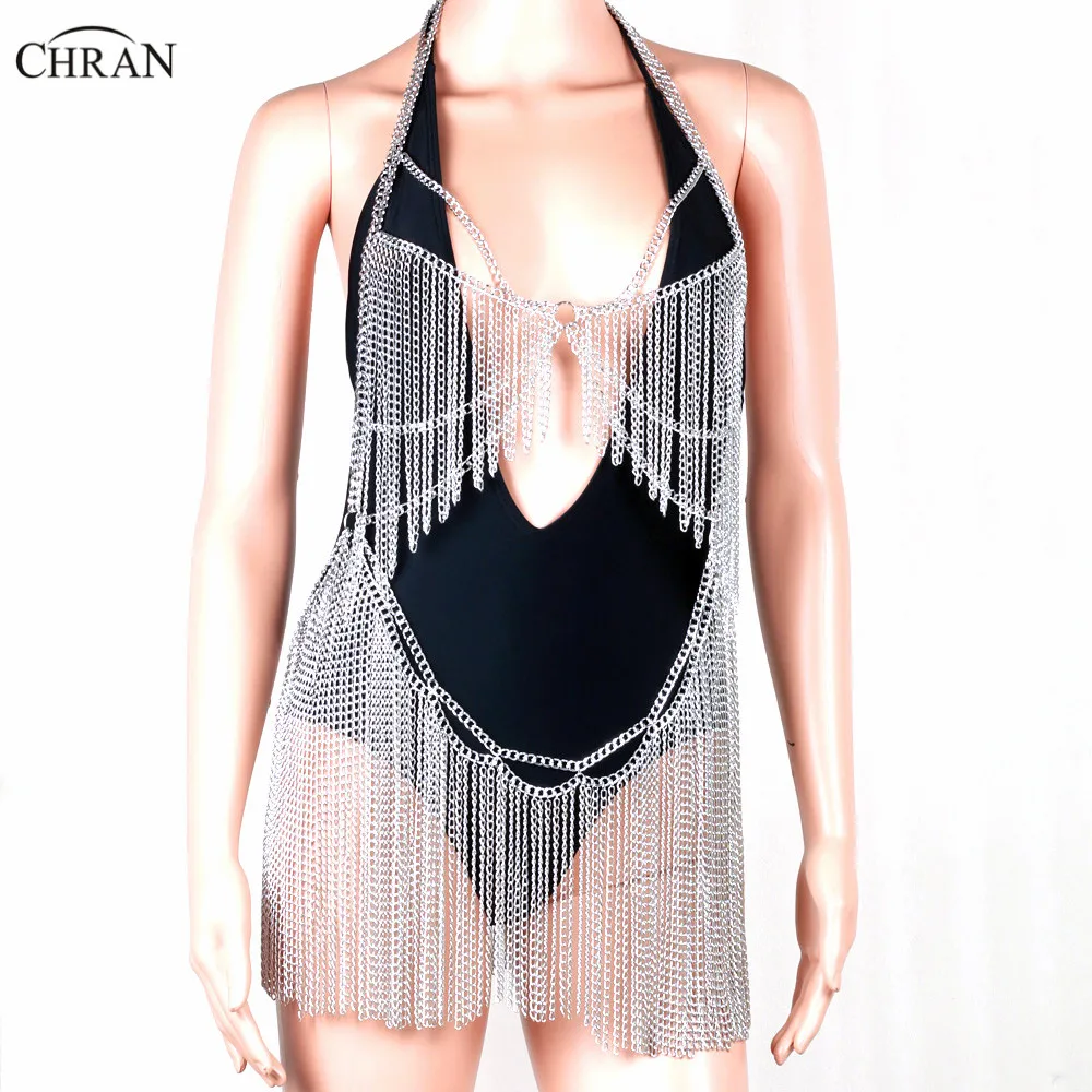 Chran новинка модное многослойное пляжное мини-платье с кисточками и открытой