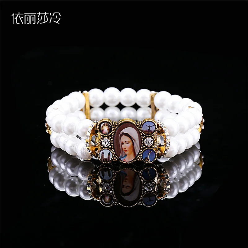 30 шт./8 мм белый браслет с имитацией жемчуга религиозный Розария женский