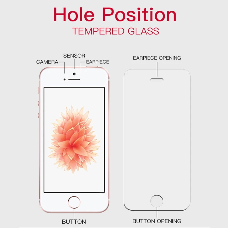 Защитное стекло 9H закаленное для iPhone 7 7Plus 4 4S 5 5S 5C 5SE 8 x 6 6S Plus XR Xs Max | Мобильные