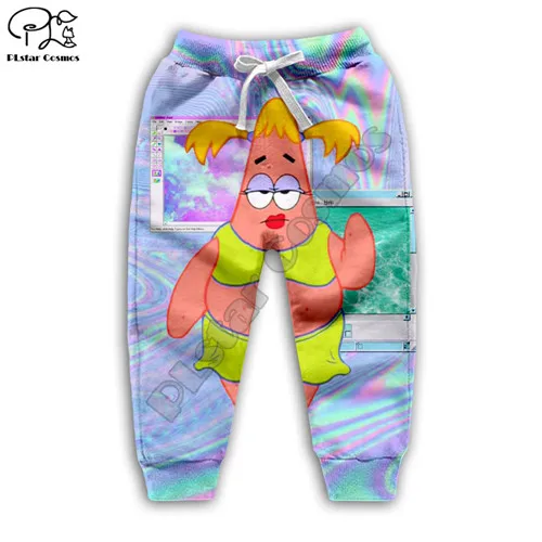 kids pants Детские толстовки с объемным рисунком мультяшная губка и Боб для мальчиков и девочек толстовка на молнии Толстовка со звездами - Цвет: kids pants