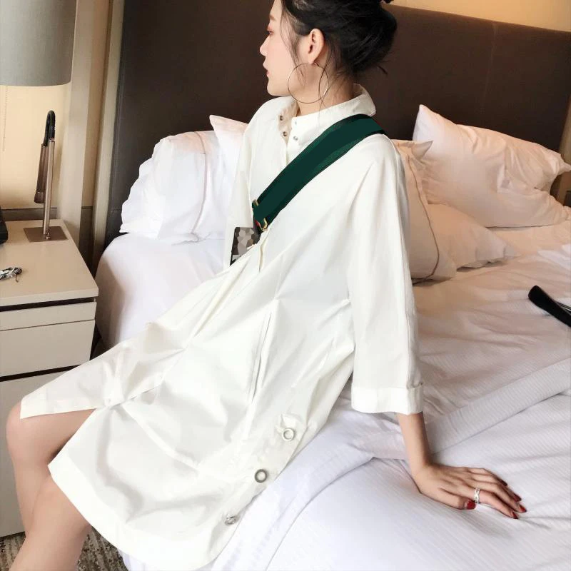 TWOTWINSTYLE рубашка платье женский воротник с лацканами рукавом три четверти