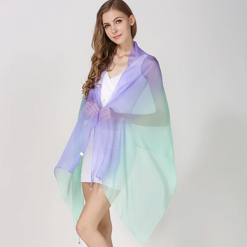 DANKEYISI градиентный цвет чистый Шелковый шарф роскошный бренд бандана обертывания