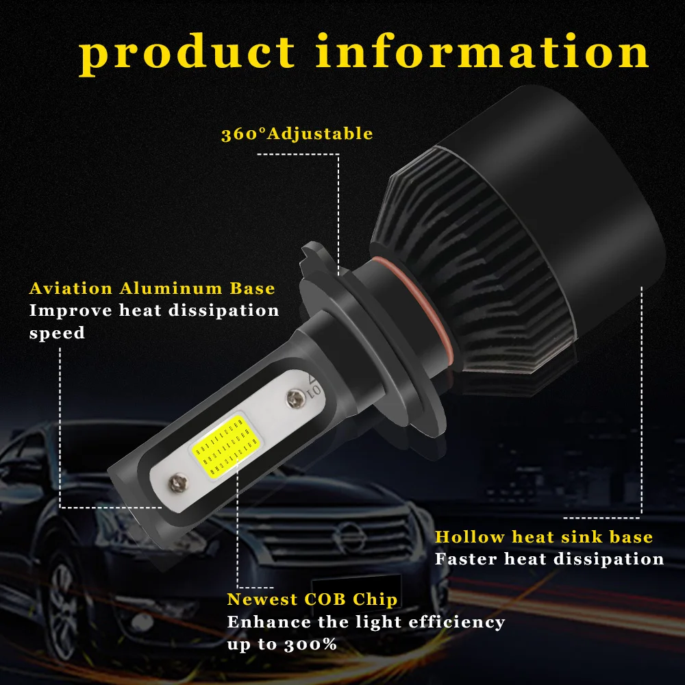 Turbo Led H4 H7 H1 H11 H3 H8 H9 H27 HB4 HB3 9005 9006 9007 881 светодиодная фара лампа 8000lm 6500K Автомобильная