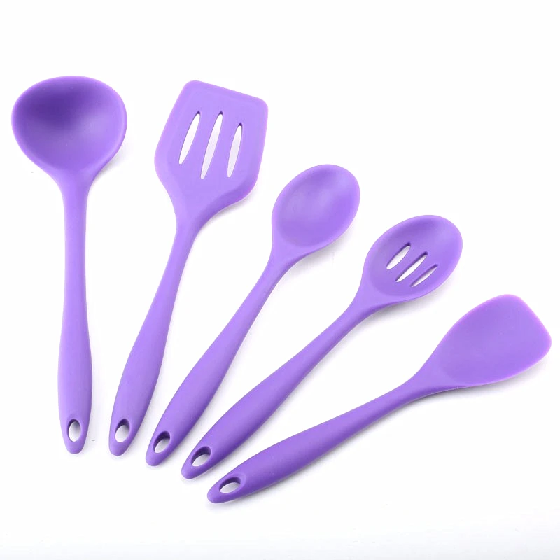 Фиолетовый цвет 5 шт. силиконовые Kicthen Пособия по кулинарии шпатель ложка