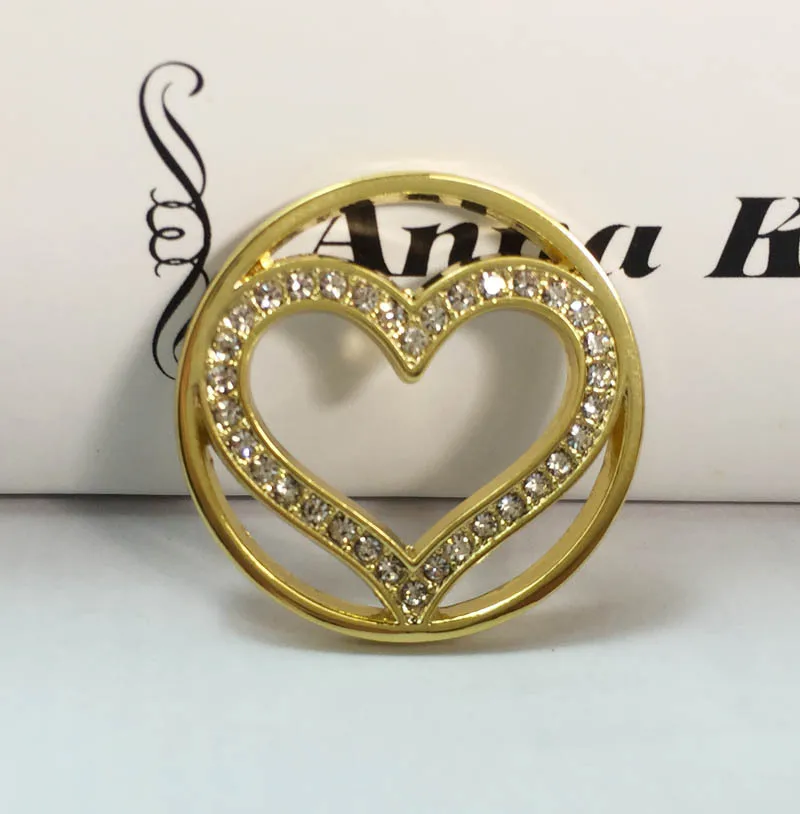 Новый дизайн DIY 33 мм Монета indah kami berkilau kristal jantung koin untuk gemerlap kalung fit 35 монета