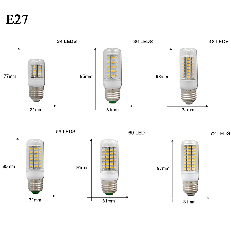 Светодиодный светильник для кукурузы E14 Bombilla светодиодный E27 SMD5730 220V Ampoule Lampada