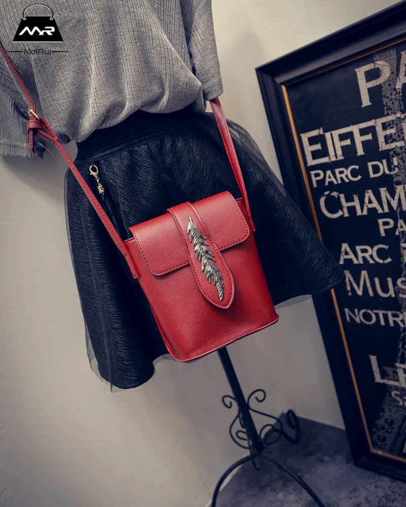 Клапан Кармана 2016 Хан Издание Новых Ведро Pu перо женская Склон Через Небольшой