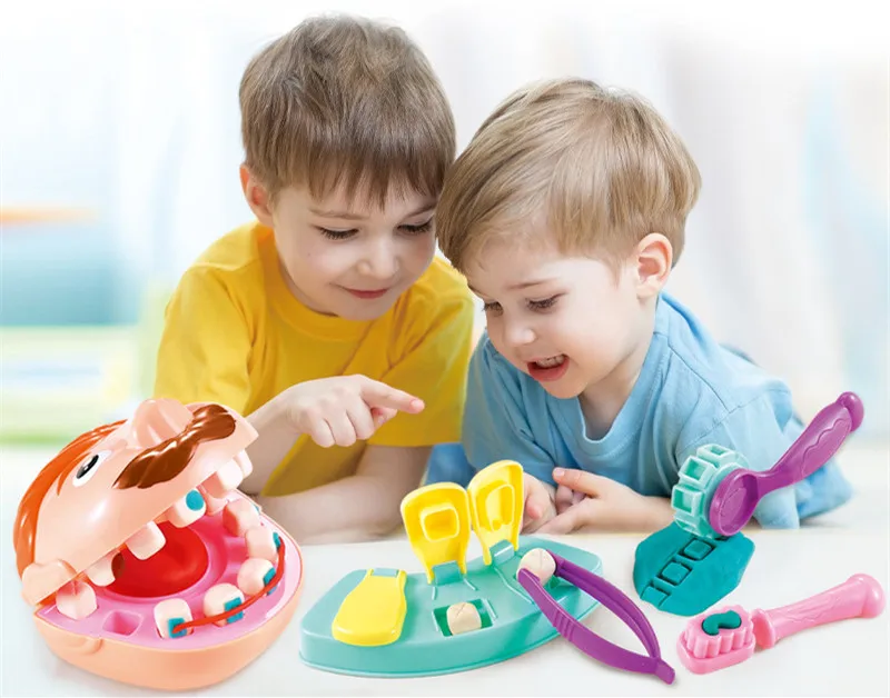 Игровой домик детские развивающие игрушки ролевые игры стоматолога DIY стоматологический набор для осмотра набор игрушек цветная глина подарок для детей