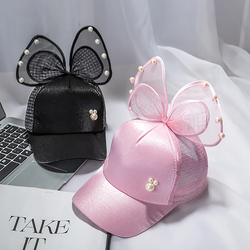 Милые детские шапки с бантом со стразами и бусинами Детская шапка тракер