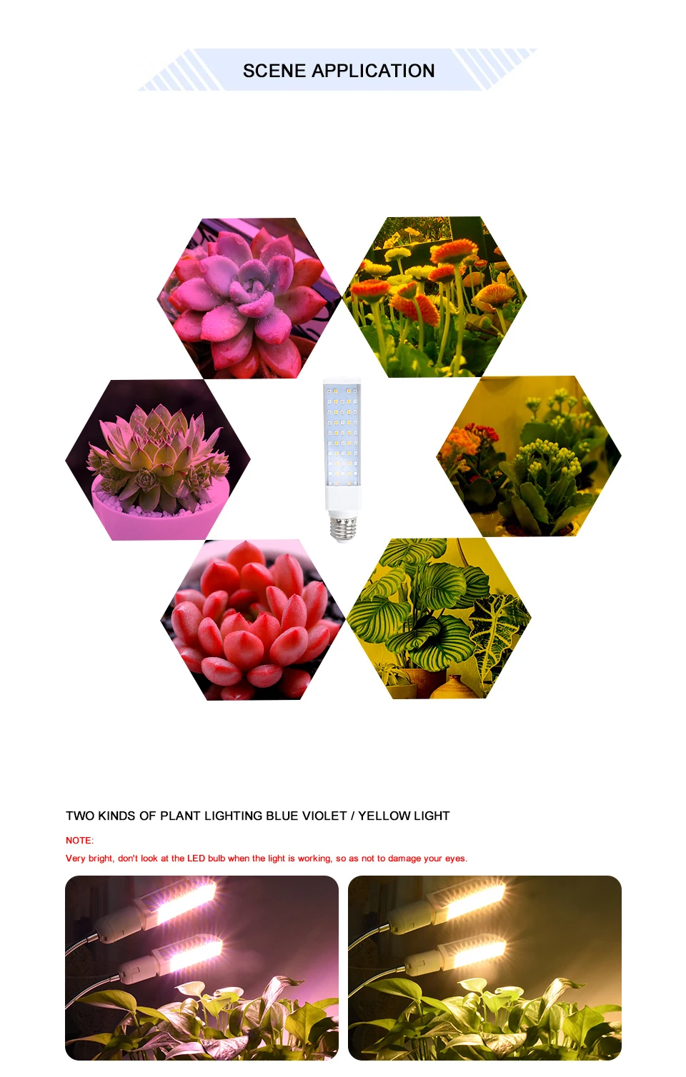 LED Grow Light Full Spectrum E27 Replacement Sunlight Phyto Growing Light for Plants Flowers AC 85-265V Clip-on Desk Grow Lamps