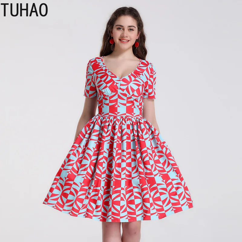 Летние модельные элегантные красные вечерние платья TUHAO с рисунком женское