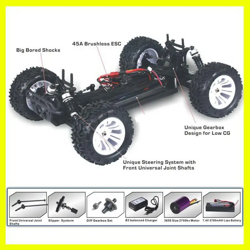 Радиоуправляемый грузовик VRX Racing RH1013 масштаб 1/10 4WD электрический бесщеточный RTR/45A