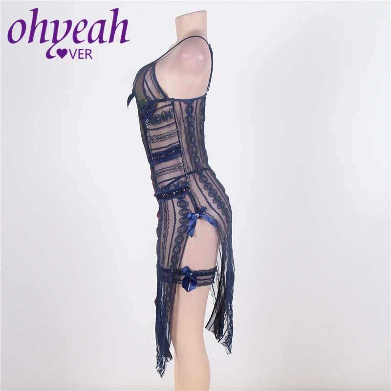 Ohyeahlover модное порно Нижнее белье длинное прозрачное женское Платье с боковыми