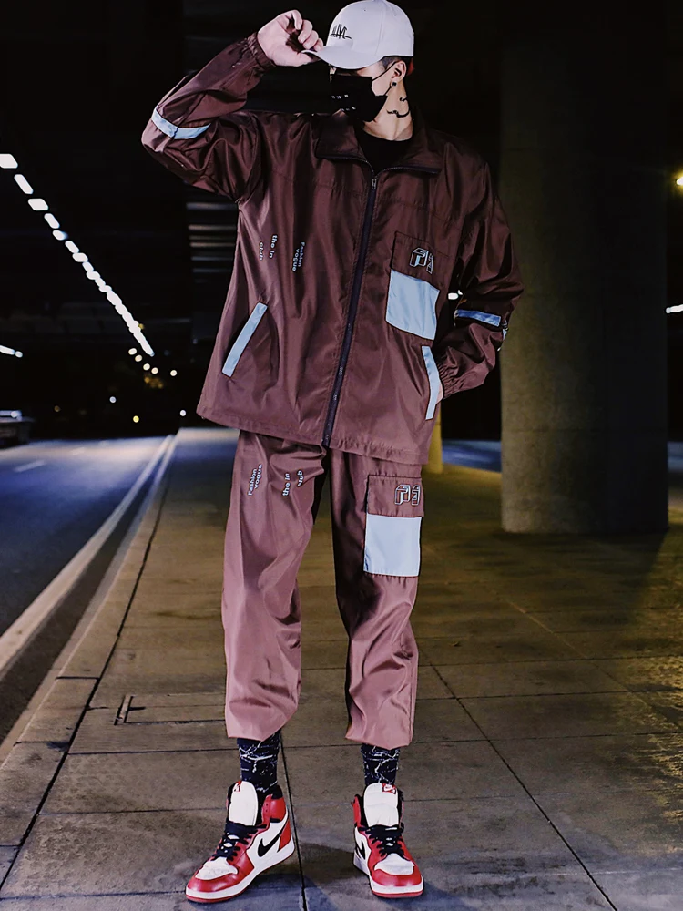 Мужской спортивный костюм комплект из 2 предметов мужская куртка в стиле пэчворк